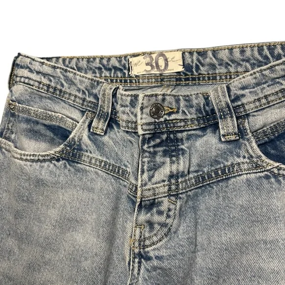 We The Free Relaxed Straight Wide Leg Button Fly Crop Jeans Sz 30 - Picture 8 of 12